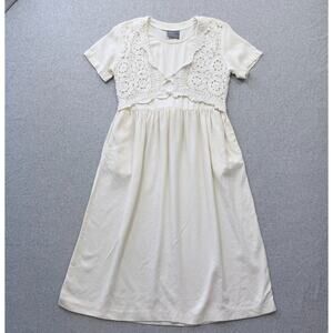 Carol Anderson Women's Dress Petite Ivory Size 2 Cotton Crochet Vintage